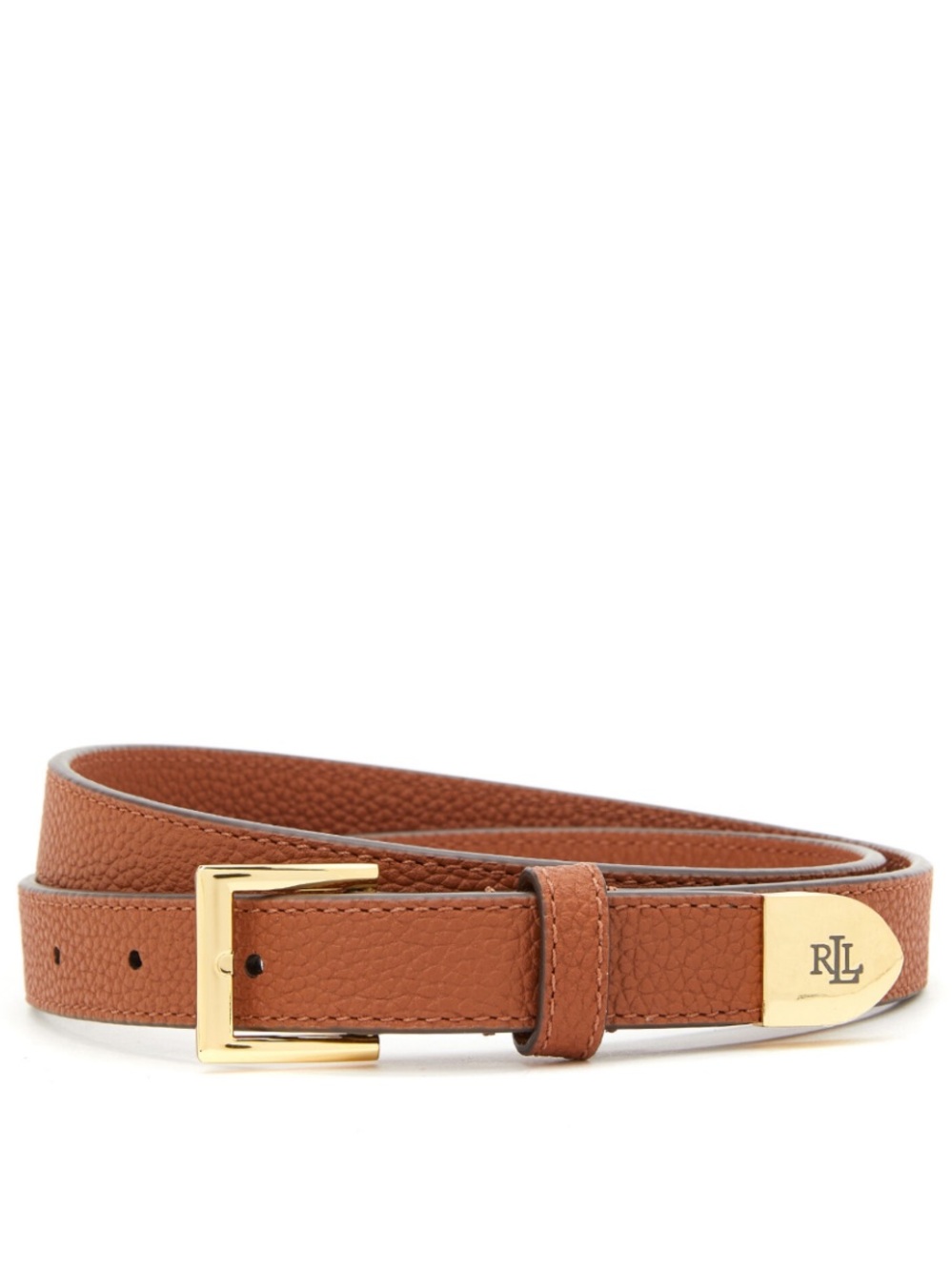 Lauren Ralph Lauren Sz XL Belt Tan Brown Pebbled Leather Gold Hardware Skinny